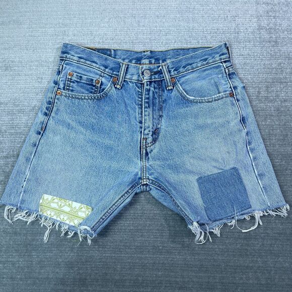 Levi's Pants - Levi's 505 Shorts Size 29 Jean Blue Jorts Distressed Cut Off Patchwork Upcycled